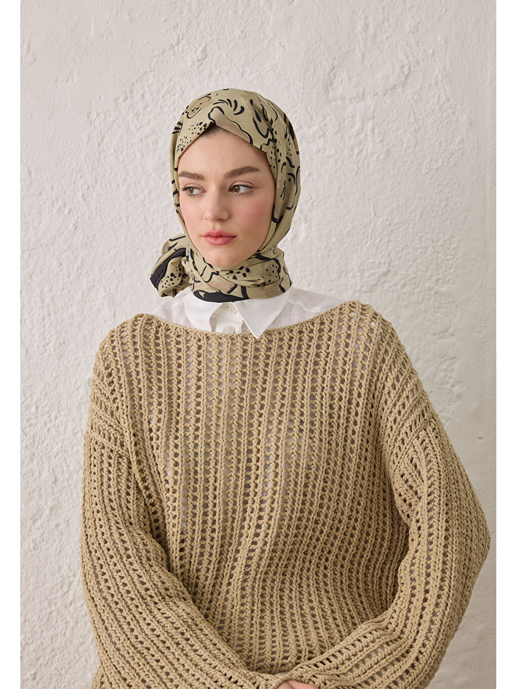 Arıa Desen Şal Çağla Yeşili-3