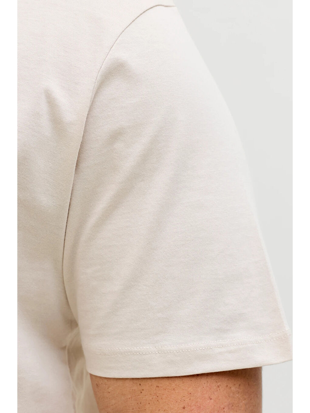 Bej Plus Büyük Beden Pamuklu Regular Fit Bisiklet Yaka T Shirt 12289683-4