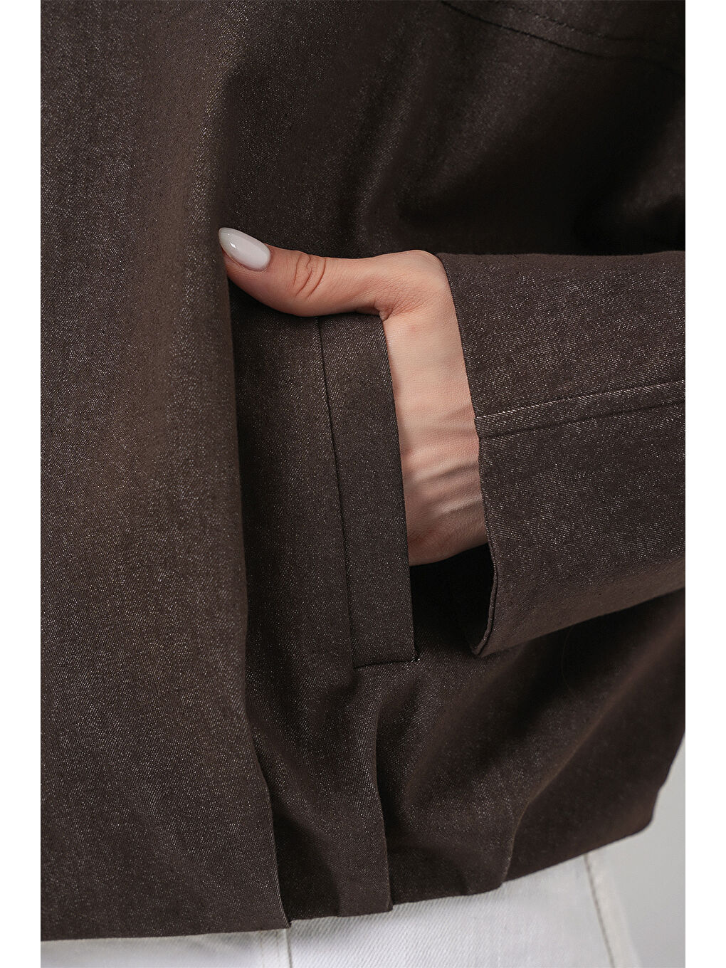 Kadın Jean Bomber Ceket 0737 - Kahverengi-5