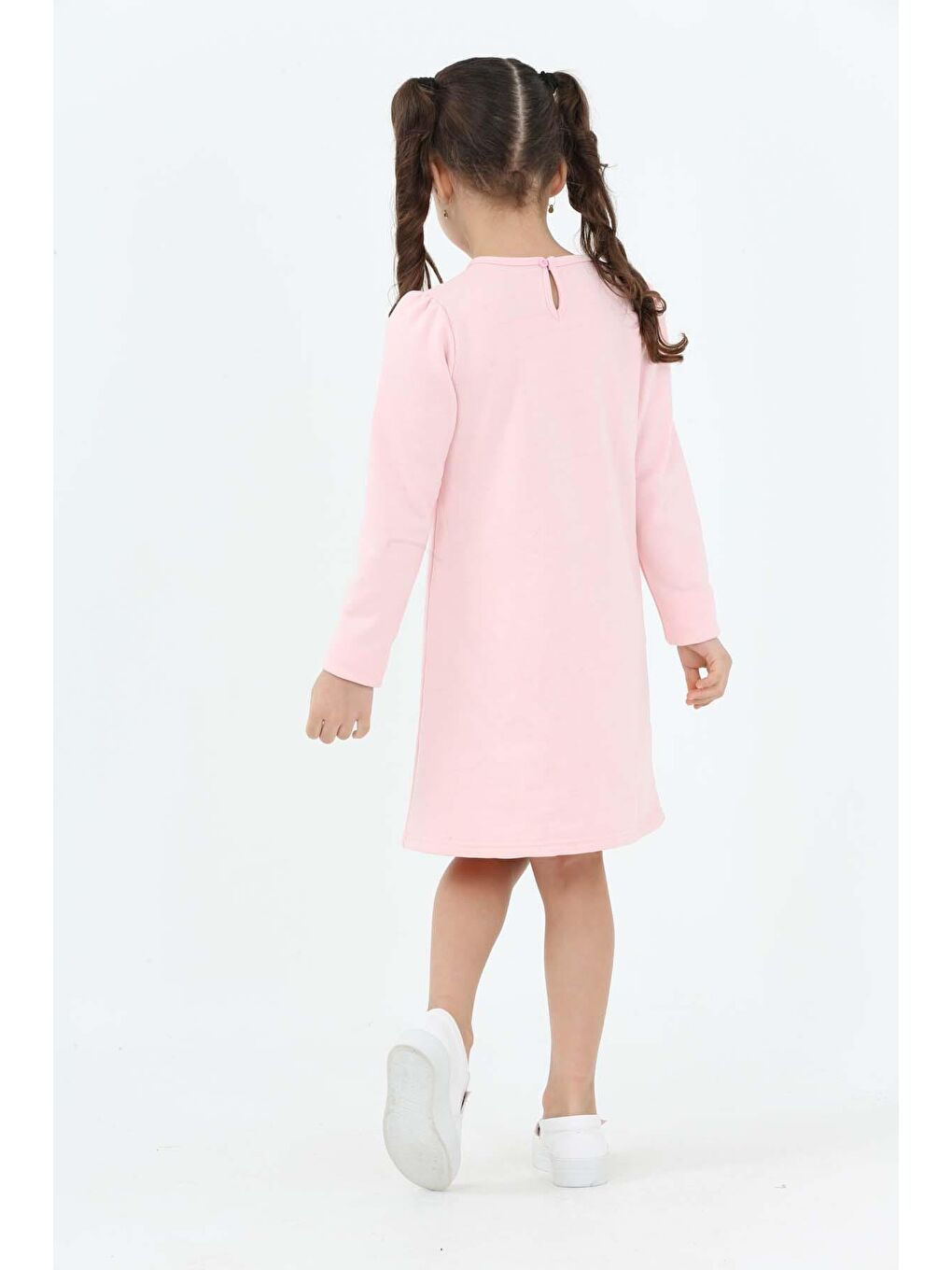 Girls İnce Çizgili Pembe Kız Çocuk Elbise LP-23WIN-056-4