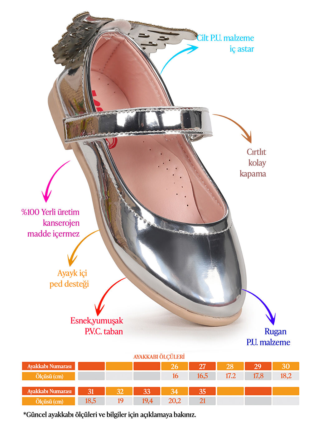 Gri Friga Ayna Kelebek Cırtlı Kız Çocuk Babet Ayakkabı-1