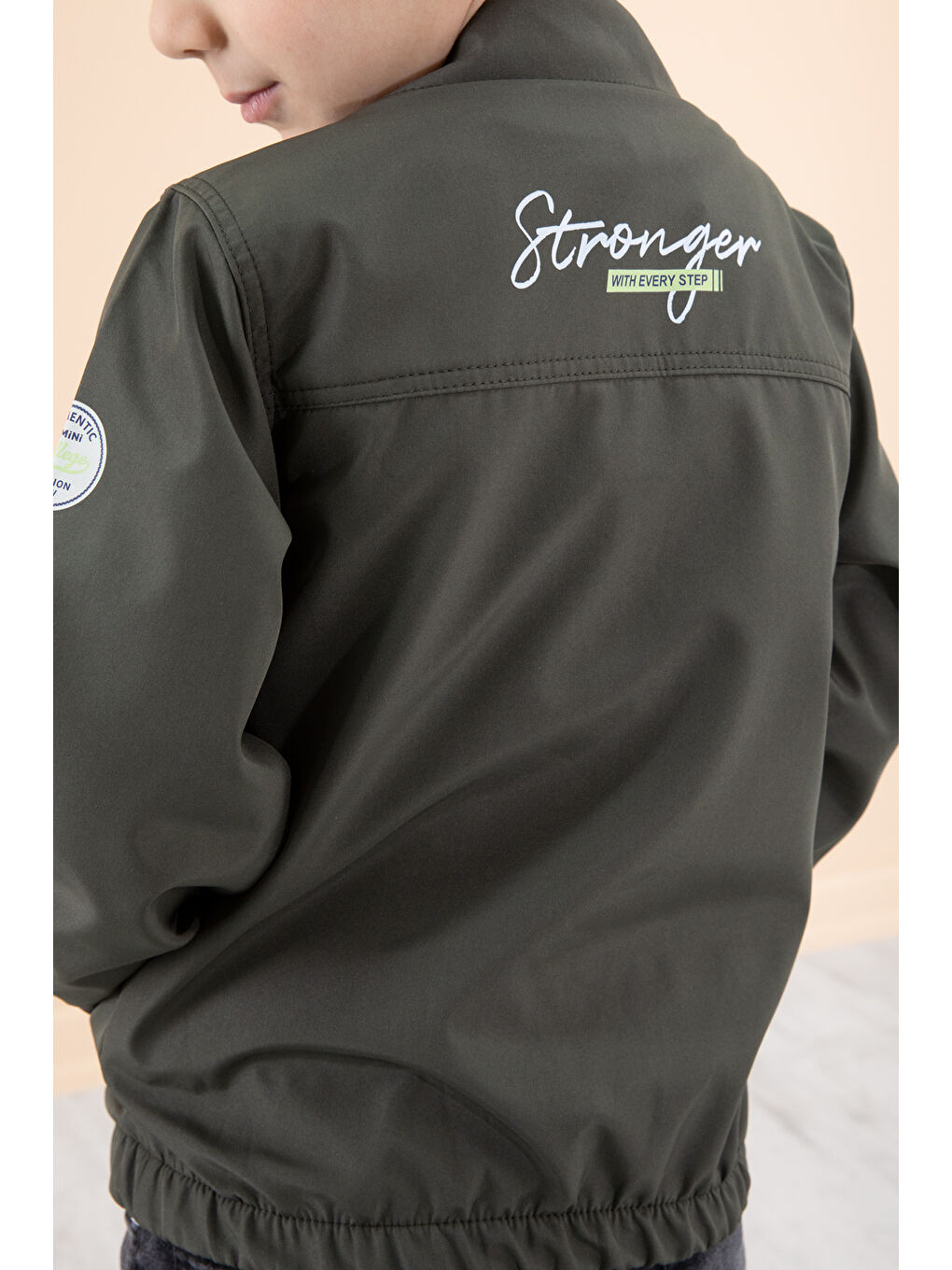 Erkek Çocuk Haki Sırtı Baskılı Fermuarlı Ceketli Pantolonlu 3lü Takım 20281-4