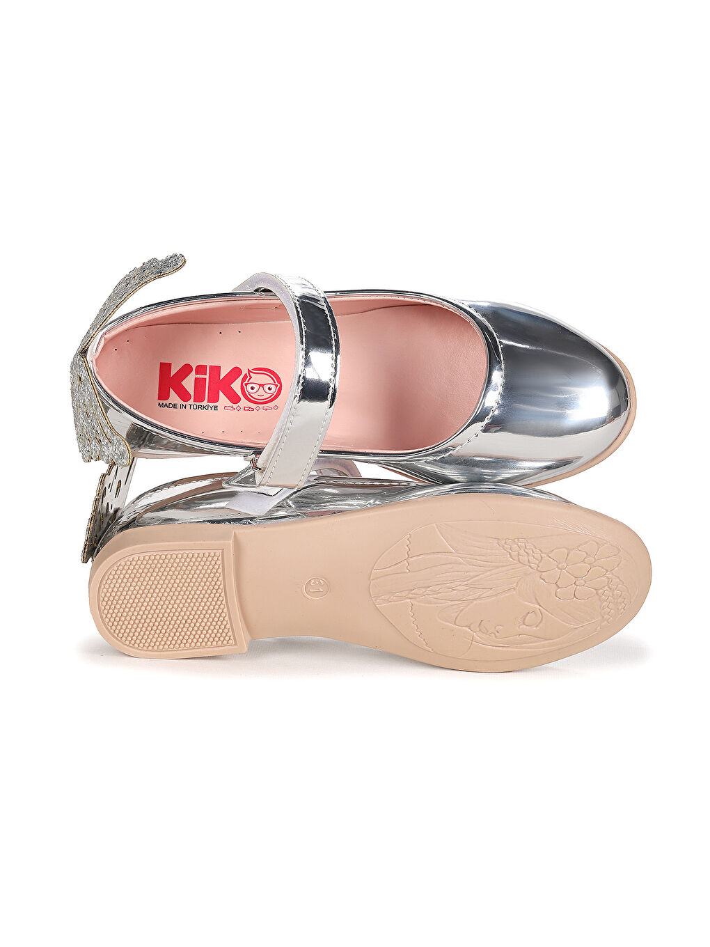 Gri Friga Ayna Kelebek Cırtlı Kız Çocuk Babet Ayakkabı-4