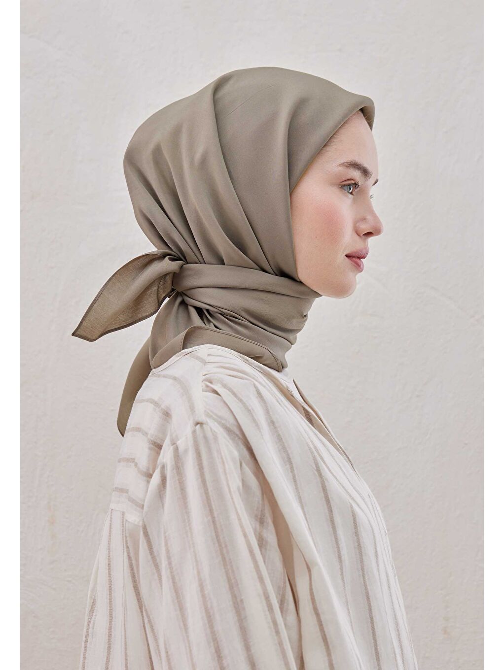 Pamuk İpek Eşarp Naturel Bej-3