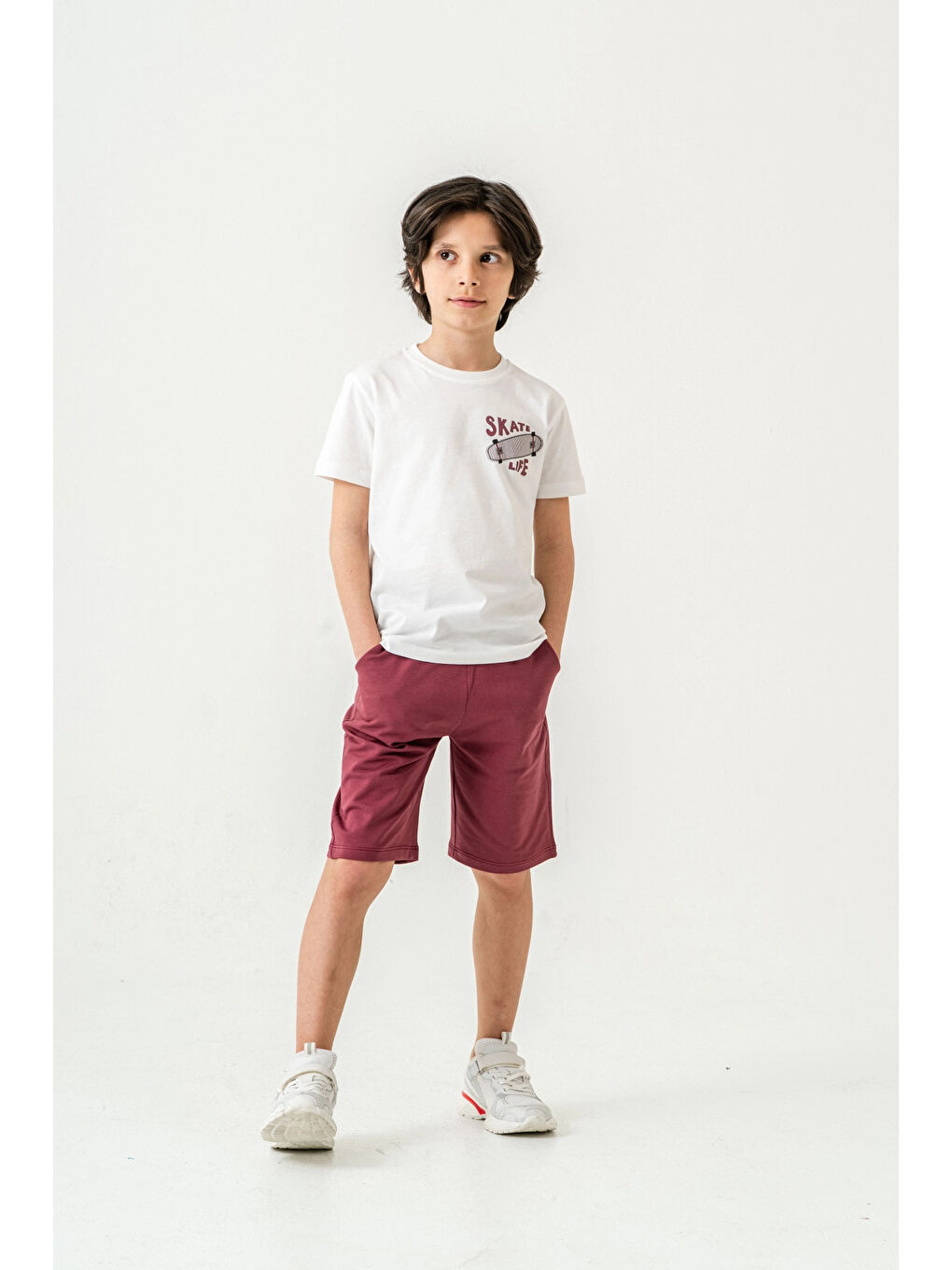 Ekru Skate Life Sırt Baskılı Erkek Çocuk Takım 50601-2