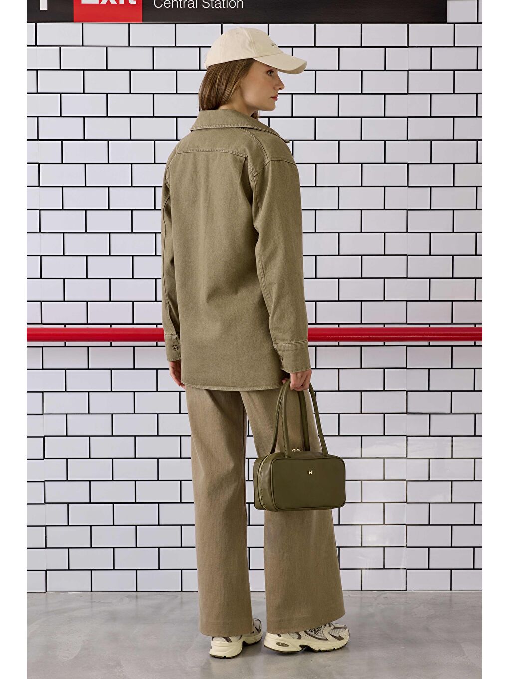 Kemerli Denim Gömlek Bej-4