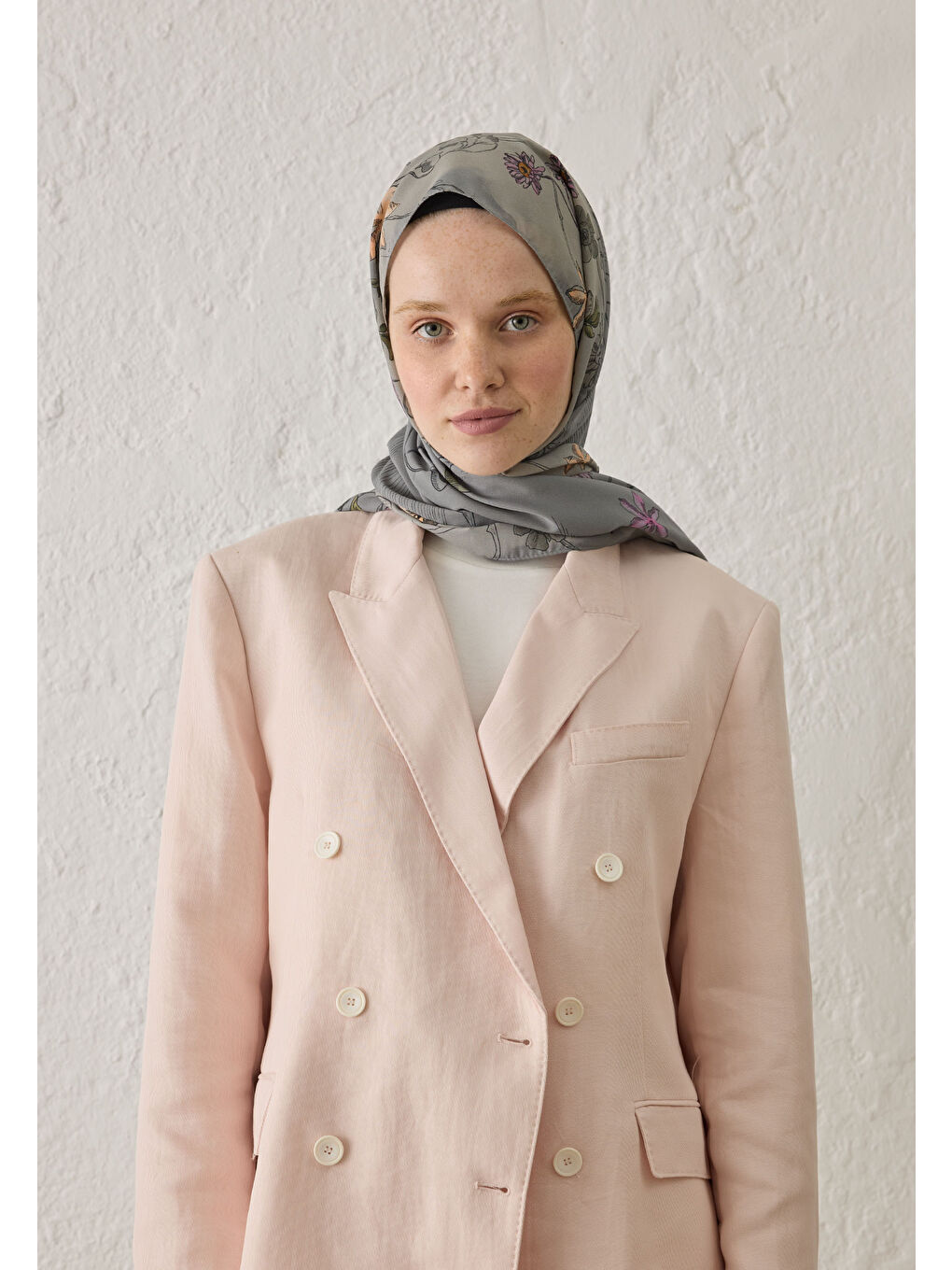 Gri Ruth Desen Şal Füme-2