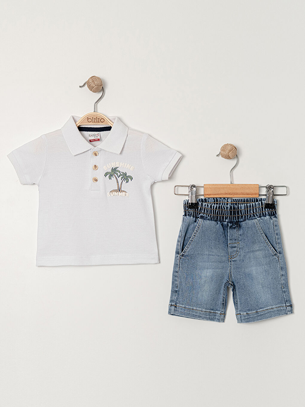 Erkek Bebek Şortlu Takım 9-24 Ay Beyaz