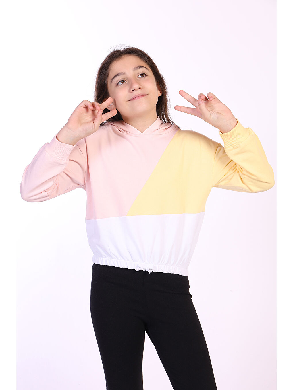 Toontoykids Pudra Kız Çocuk Garnili Kapüşonlu Sweatshirt