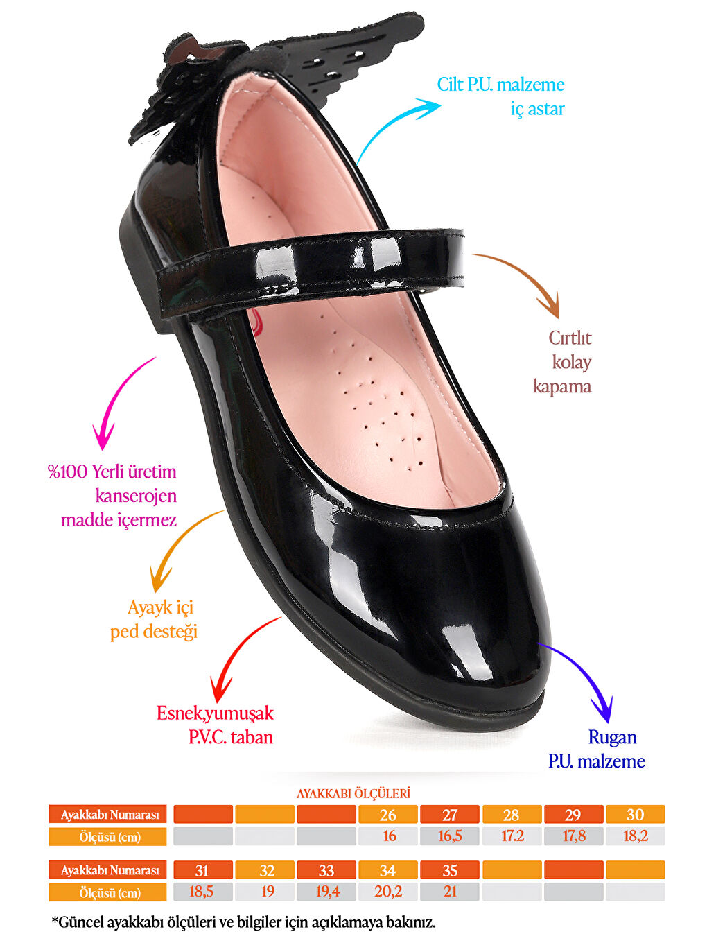 Siyah Friga Ayna Kelebek Cırtlı Kız Çocuk Babet Ayakkabı-1