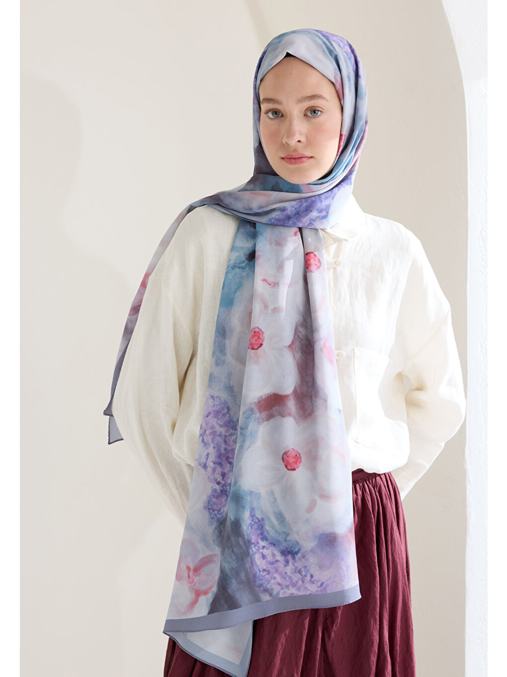 Pembe Blaır Desen Şal Gülkurusu-1