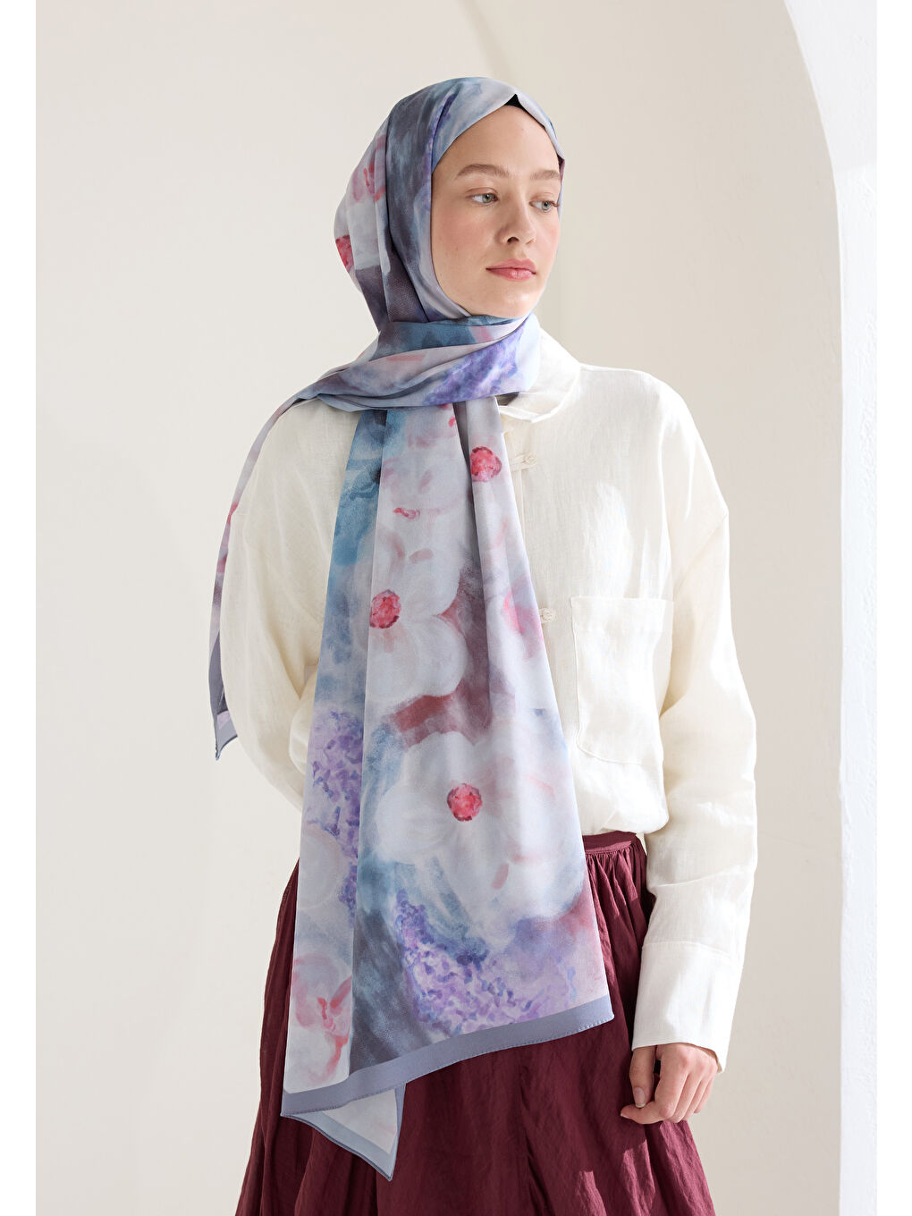 Pembe Blaır Desen Şal Gülkurusu-4