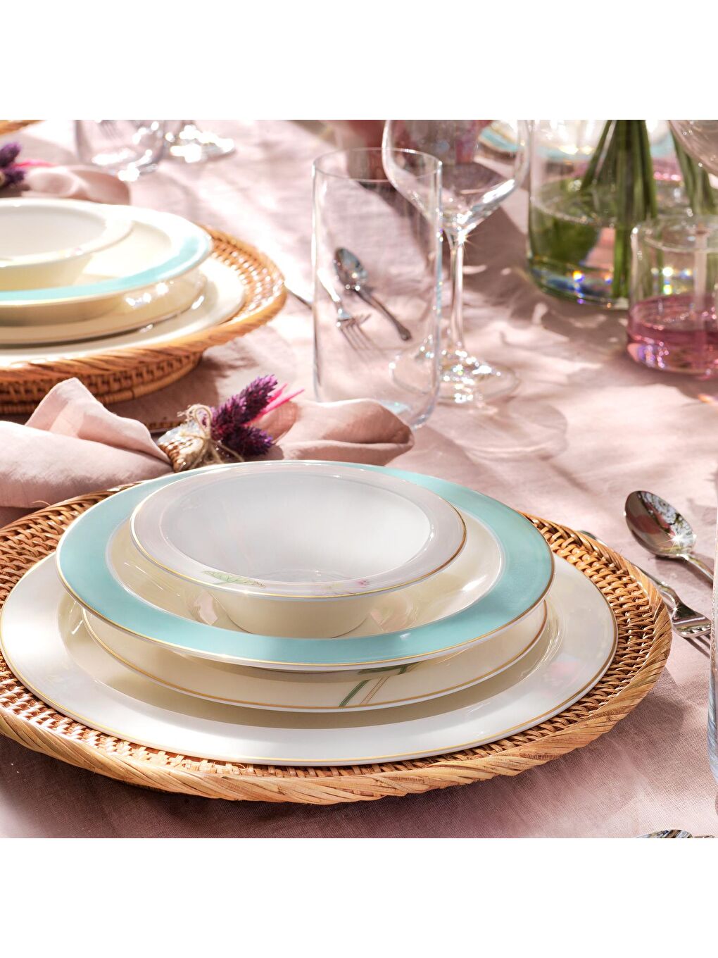 Turkuaz Tılsım Belle Yemek Takımı 60 Parça-Su Yeşili-3