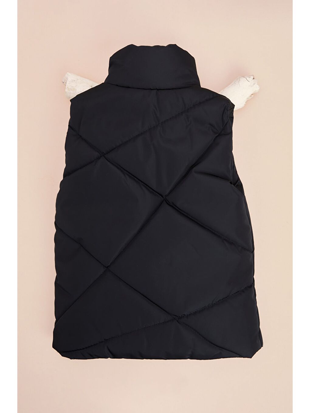 Siyah Fermuarlı Dik Yaka Kız Çocuk Şişme Yelek-2