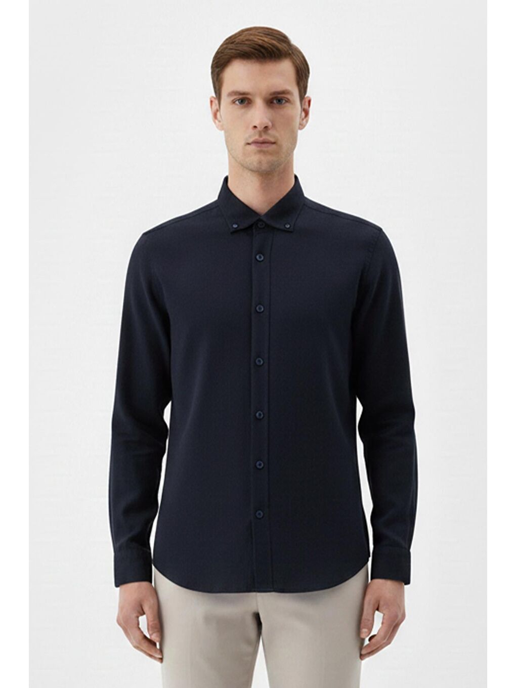 Giotelli Siyah Regular Fit %100 Keten Düğmeli Yaka Erkek Gömlek