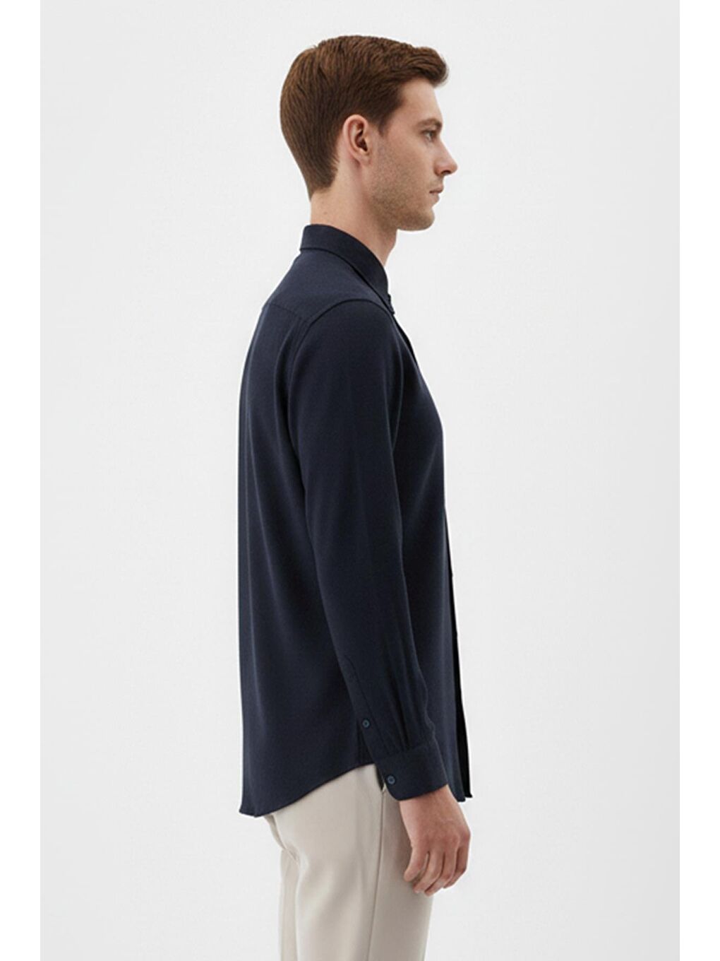 Giotelli Siyah Regular Fit %100 Keten Düğmeli Yaka Erkek Gömlek-2