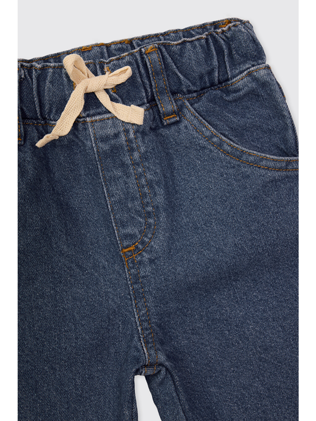 Erkek Bebek Beli Lastikli Lacivert Jean Pantolon-2