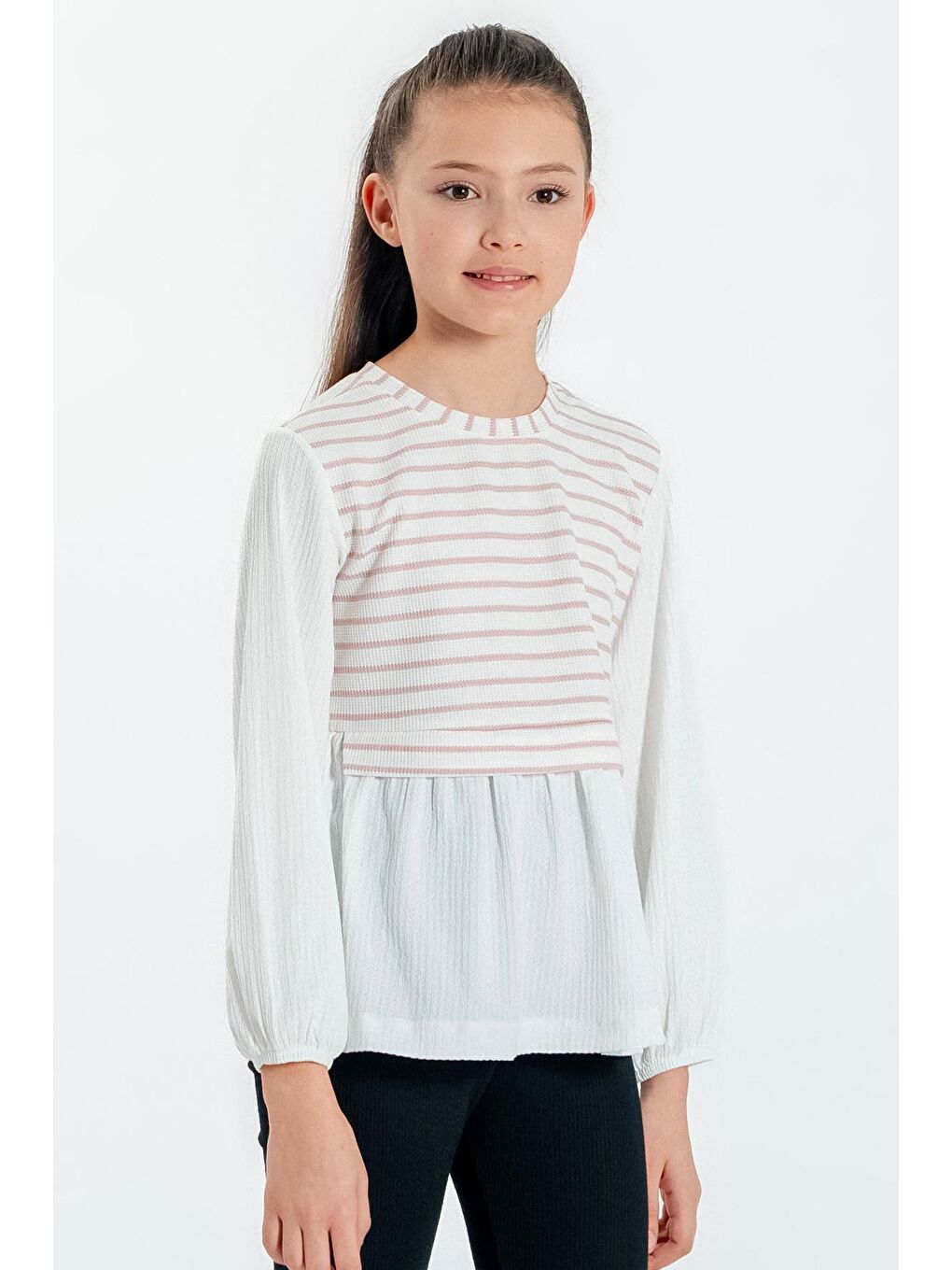 Pembe Kız Çocuk Gül Kurusu Yelek Modelli 4-12 Yaş Bluz - 23332-2u