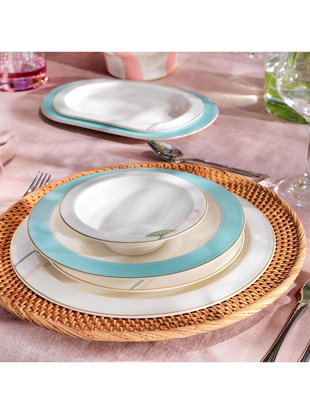 Turkuaz Tılsım Belle Yemek Takımı 60 Parça-Su Yeşili-9