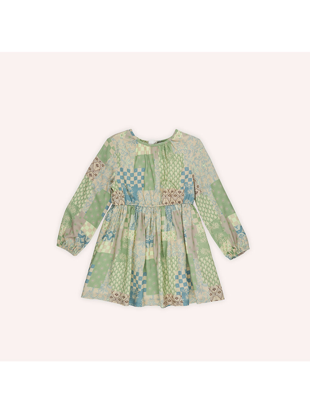 Bej Kız Çocuk Desenli Elbise-7