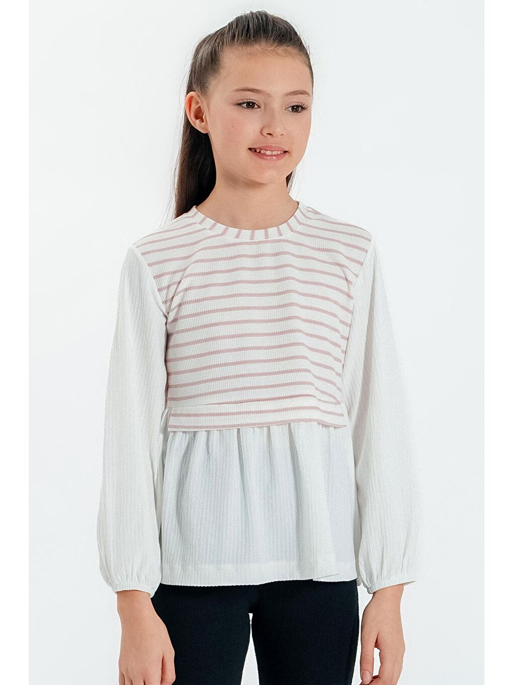 Pembe Kız Çocuk Gül Kurusu Yelek Modelli 4-12 Yaş Bluz - 23332-2u-1