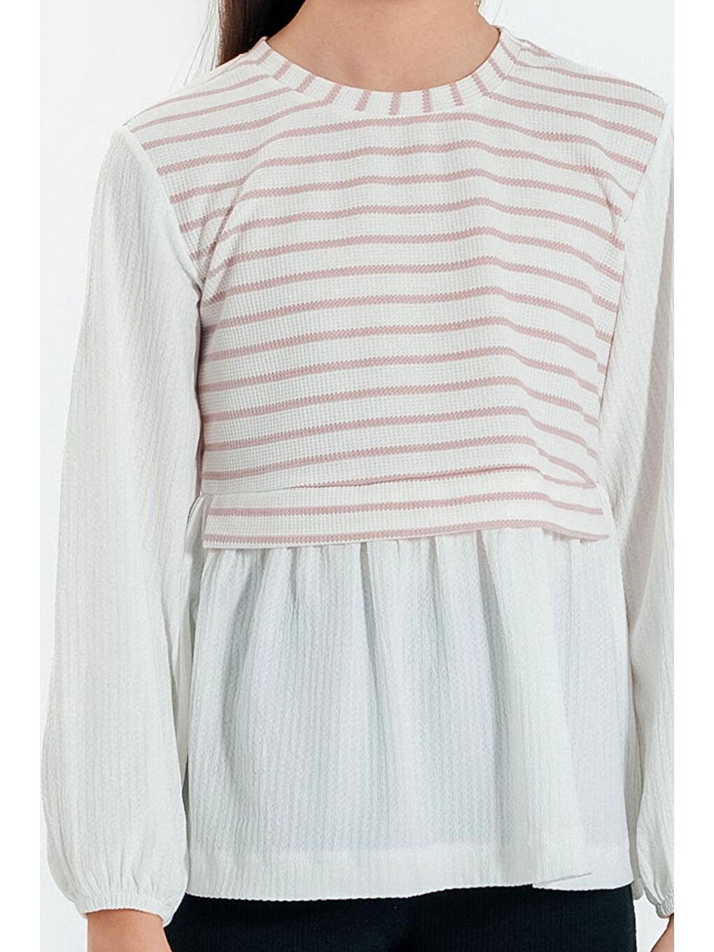 Pembe Kız Çocuk Gül Kurusu Yelek Modelli 4-12 Yaş Bluz - 23332-2u-2