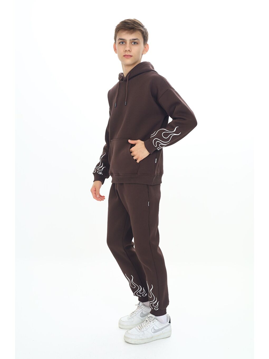 Kahverengi Erkek Çocuk Baskılı Eşofman Takım-1