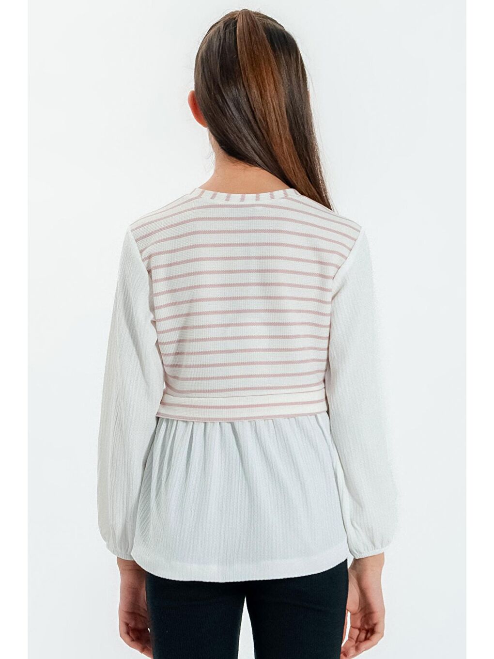 Pembe Kız Çocuk Gül Kurusu Yelek Modelli 4-12 Yaş Bluz - 23332-2u-3