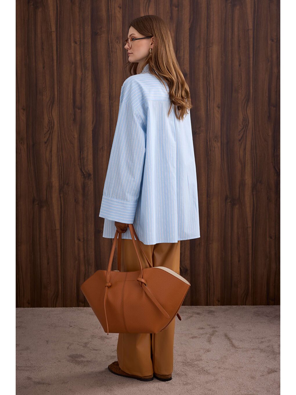 Fiyonk Detaylı Gömlek Bebe Mavi Çizgi-4