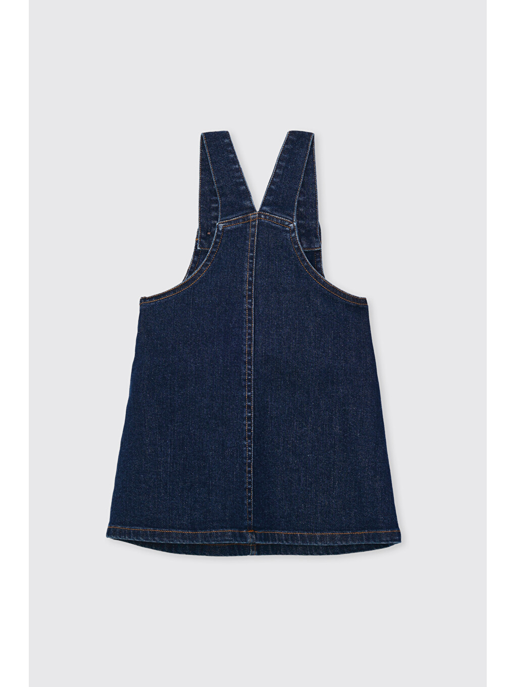 Kız Bebek Cep Detaylı Lacivert Jean Elbise-1