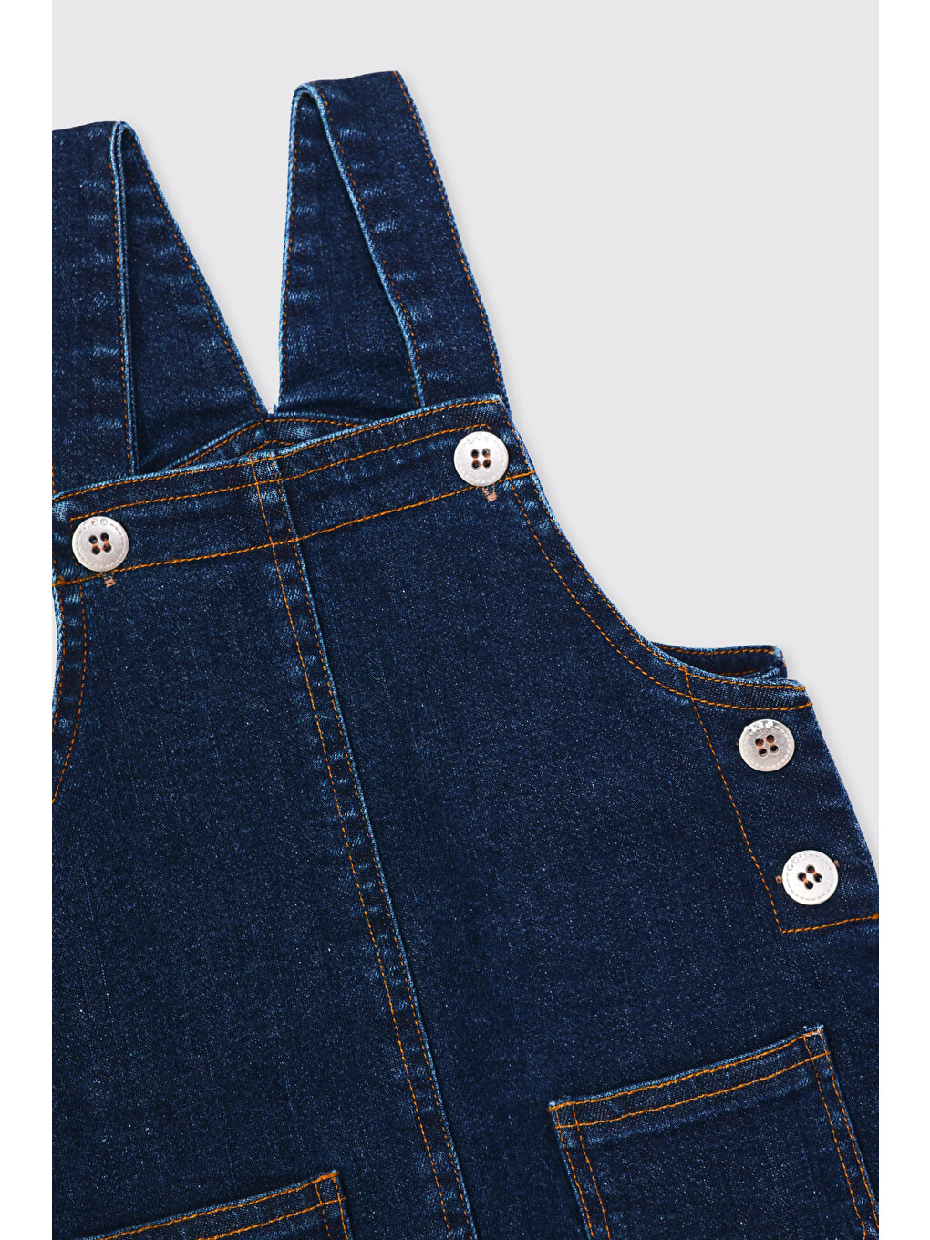Kız Bebek Cep Detaylı Lacivert Jean Elbise-2