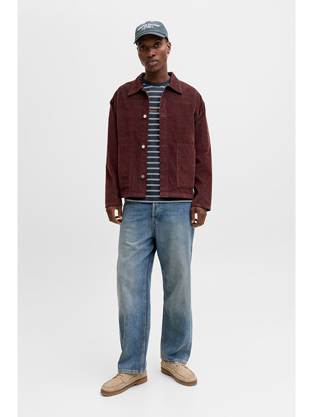 Lacivert Originals Çizgili Pamuklu Relaxed Fit Bisiklet Yaka T Shirt 12291021-2