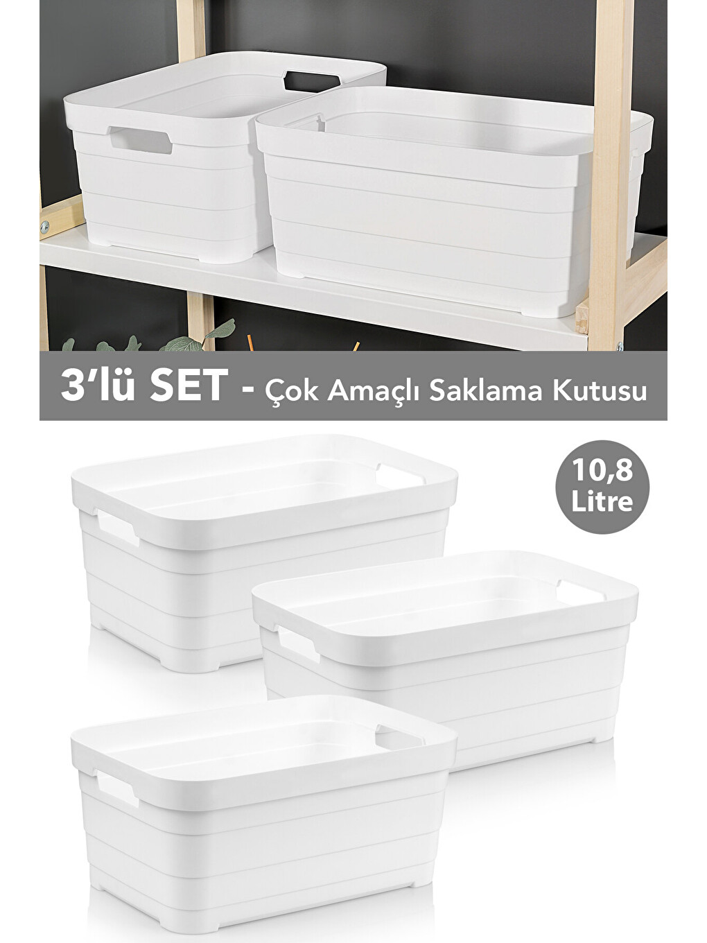 Beyaz 3 Adet Dekoratif Piramit Saklama Kutusu