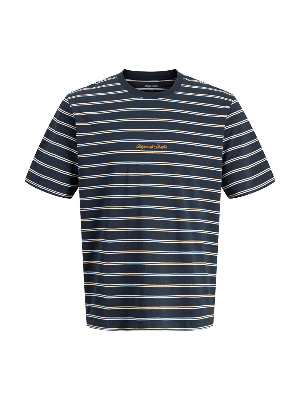 Lacivert Originals Çizgili Pamuklu Relaxed Fit Bisiklet Yaka T Shirt 12291021-4