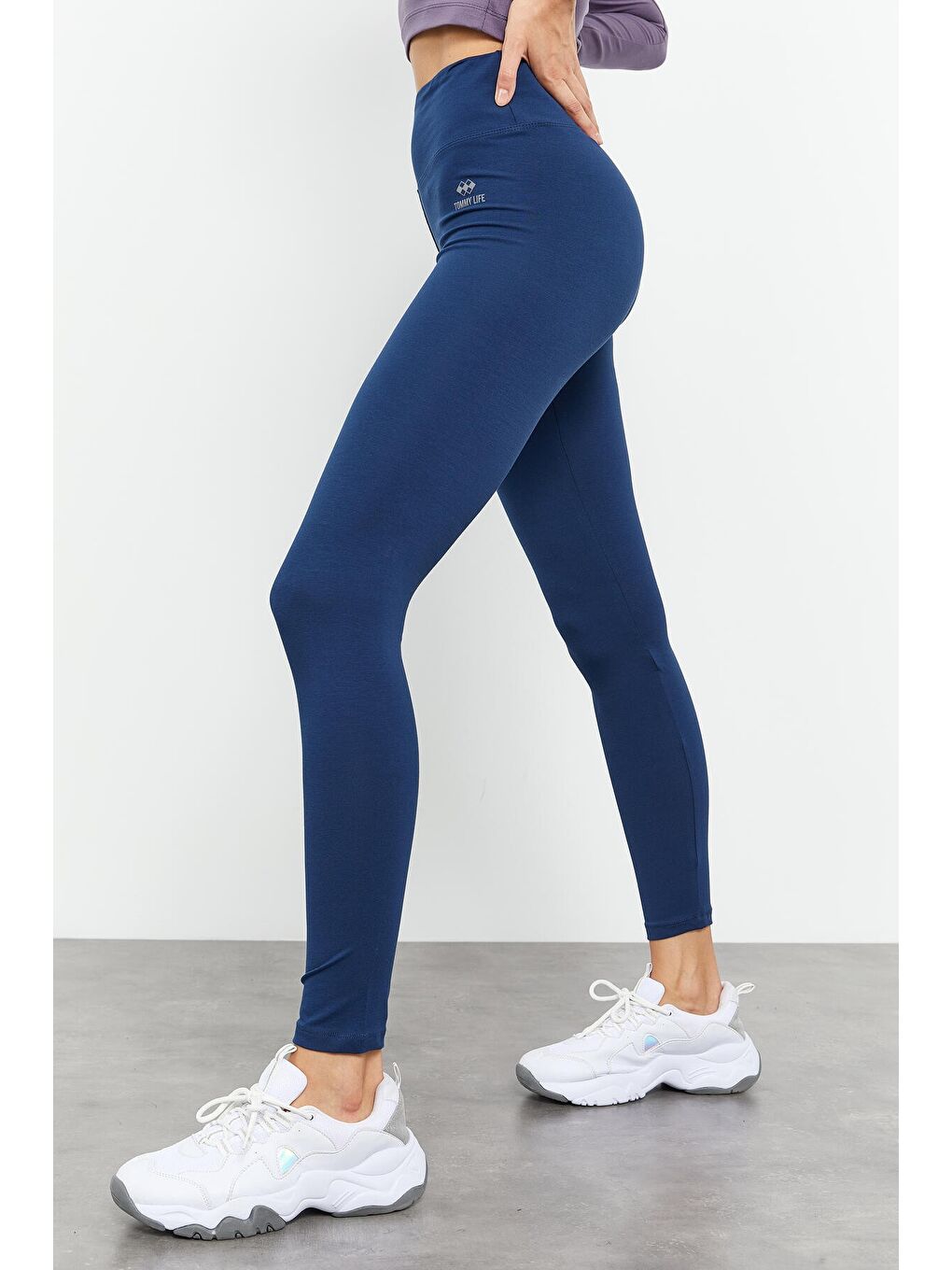 İndigo Yüksek Bel Toparlayıcı Slim Fit Dar Paça Kadın Tayt - 94011-2