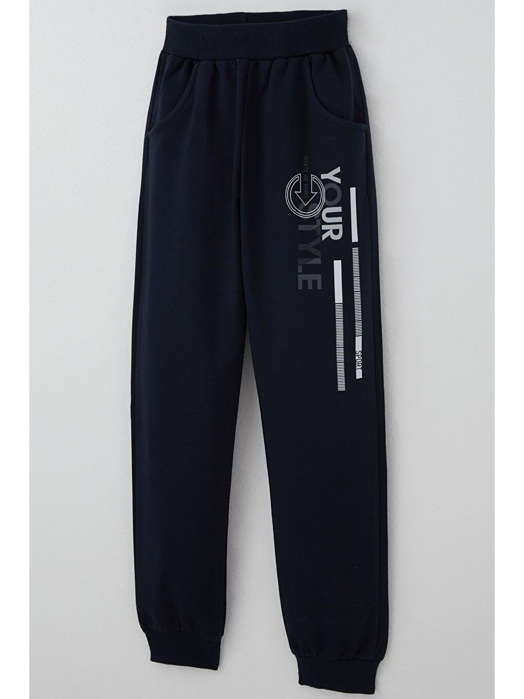 Erkek Çocuk Eşofman Takımı Cep Kapak Detaylı Yazı Baskılı Açık Gri Melanj (7-12 Yaş)-6