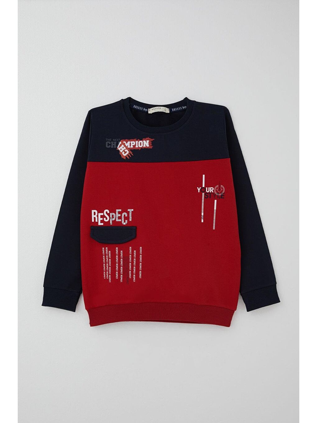 Erkek Çocuk Eşofman Takımı Cep Kapak Detaylı Yazı Baskılı Kırmızı (7-12 Yaş)-1