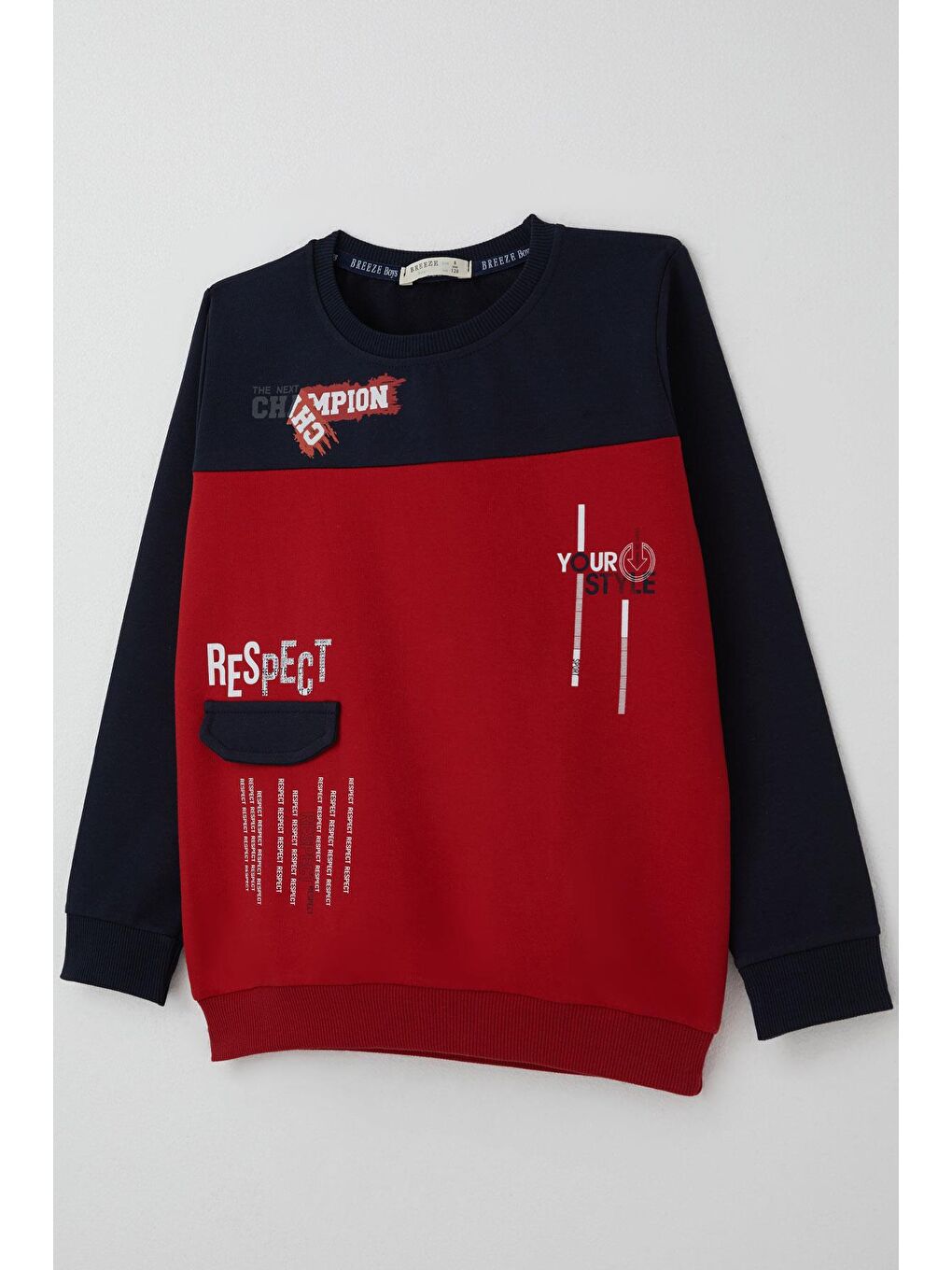 Erkek Çocuk Eşofman Takımı Cep Kapak Detaylı Yazı Baskılı Kırmızı (7-12 Yaş)-5