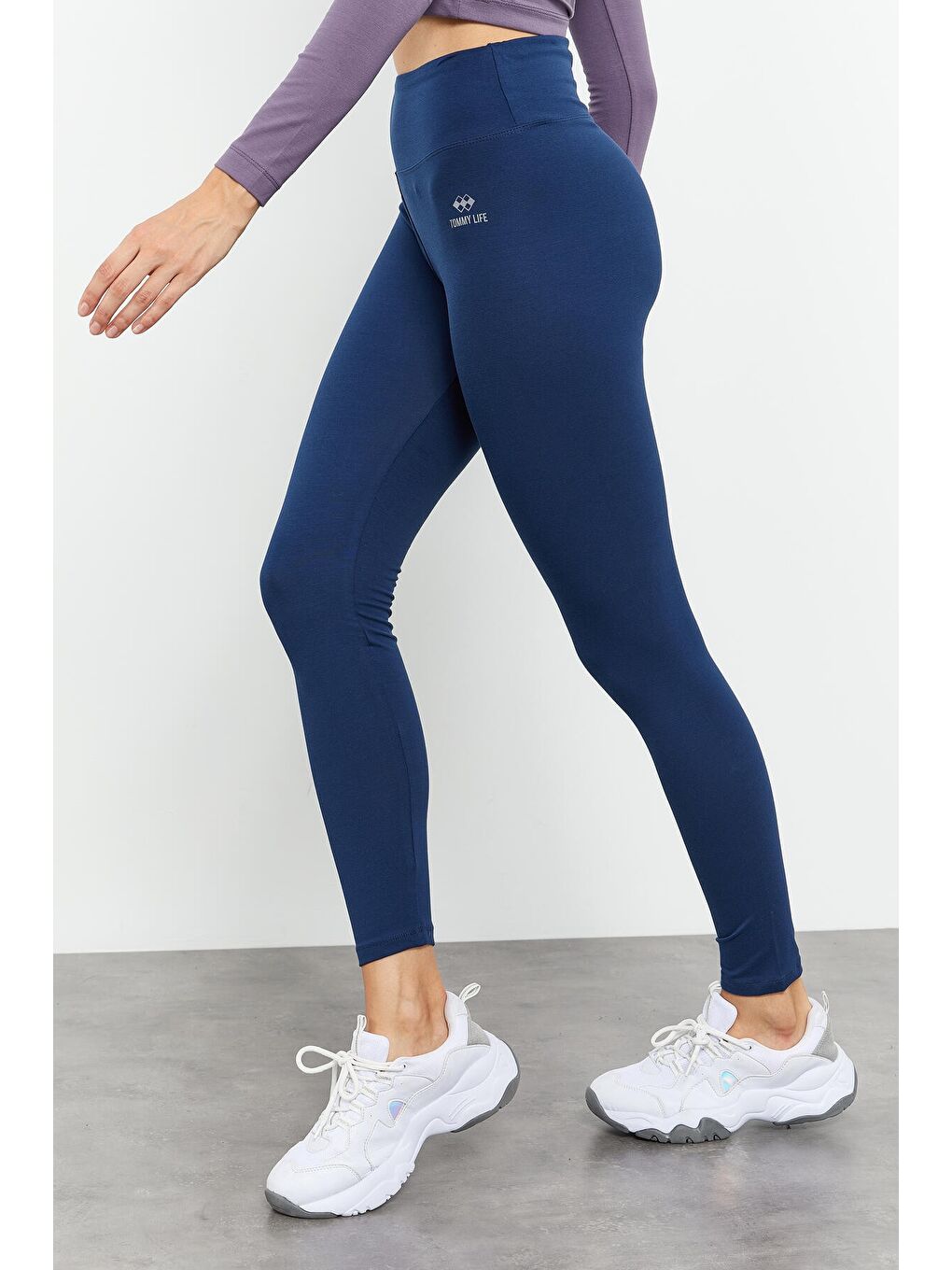 İndigo Yüksek Bel Toparlayıcı Slim Fit Dar Paça Kadın Tayt - 94011-6