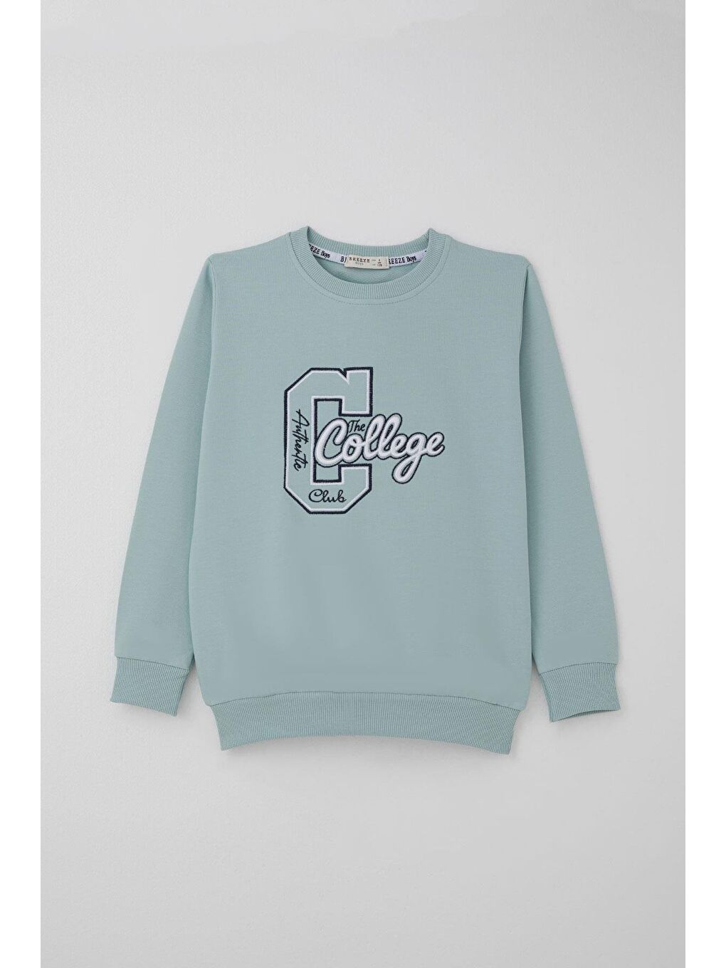 Turkuaz Erkek Çocuk Eşofman Takımı Kolej Rüzgarı Yazı Nakışlı Su Yeşili (5-10 Yaş)-1