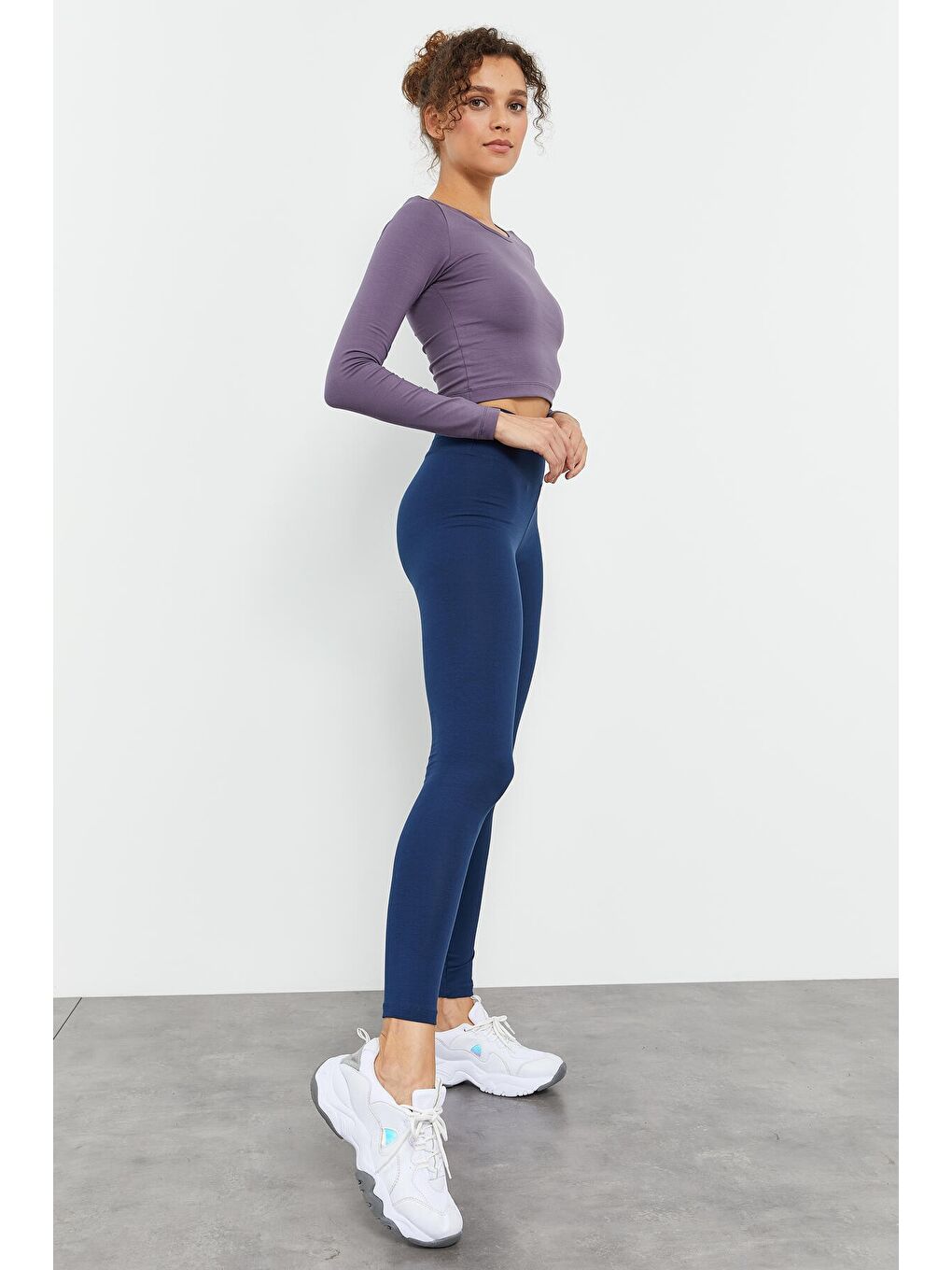 İndigo Yüksek Bel Toparlayıcı Slim Fit Dar Paça Kadın Tayt - 94011-8