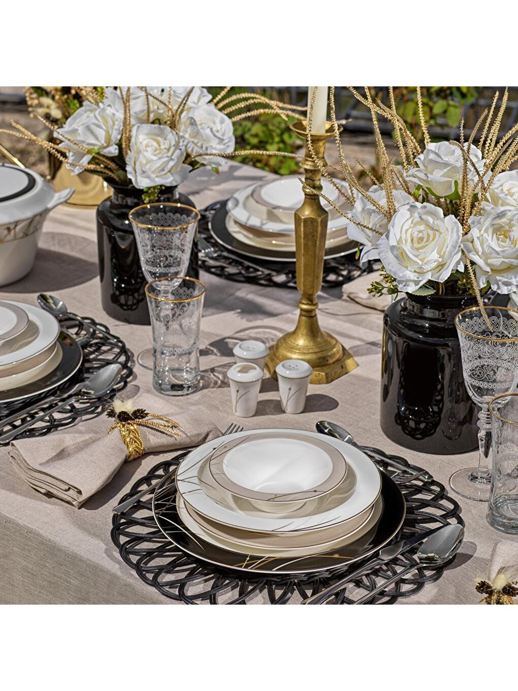 Tılsım Charm Yemek Takımı 60 Parça-Siyah-2