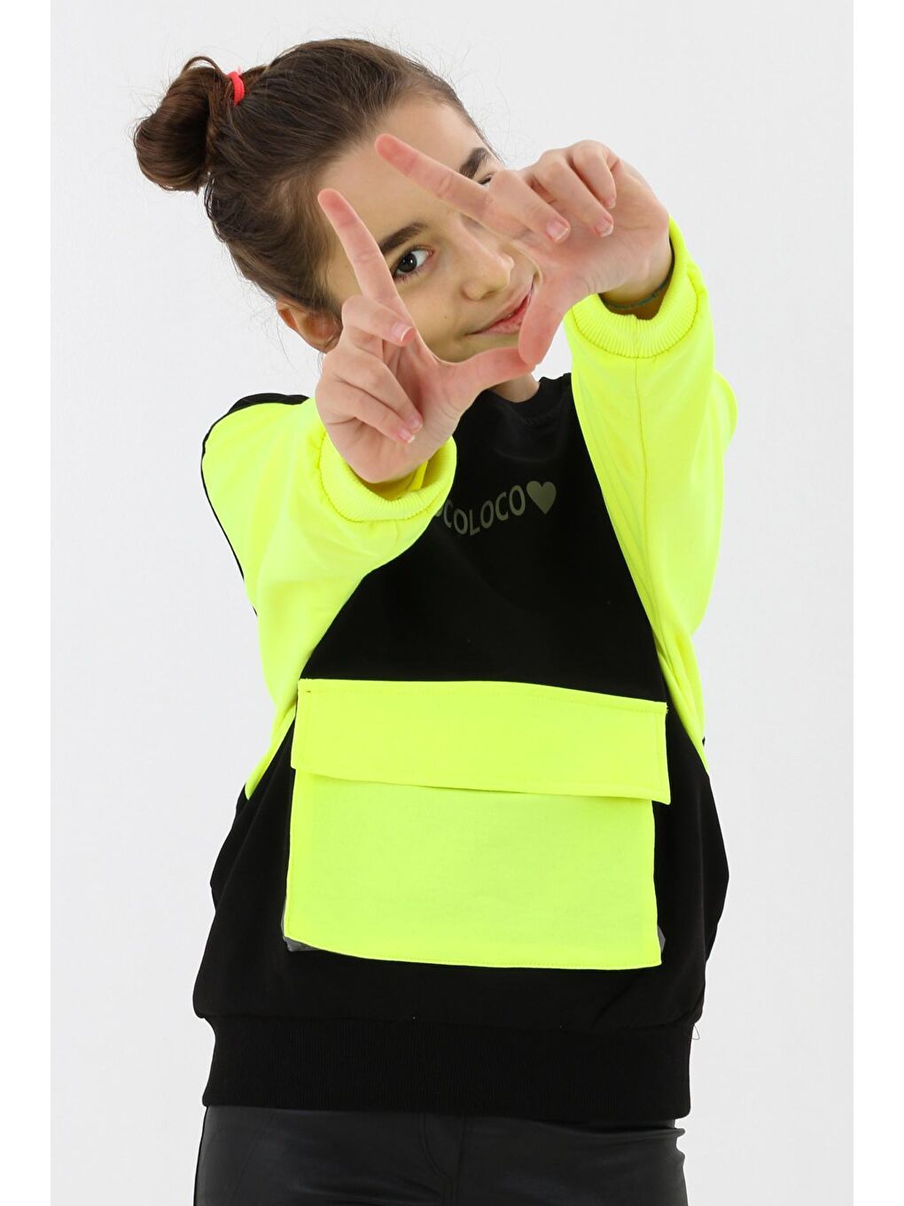 Siyah Kız Çocuk Oversize Cepli Sweatshirt 9-14 Yaş 13997