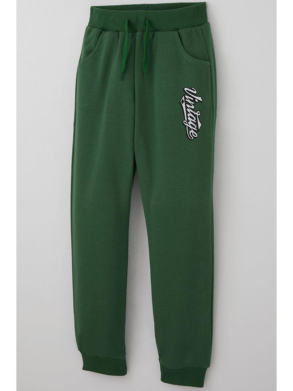 Erkek Çocuk Eşofman Takımı Yazı Baskılı Bağcık Aksesuarlı Koyu Yeşil (4-8 Yaş)-6