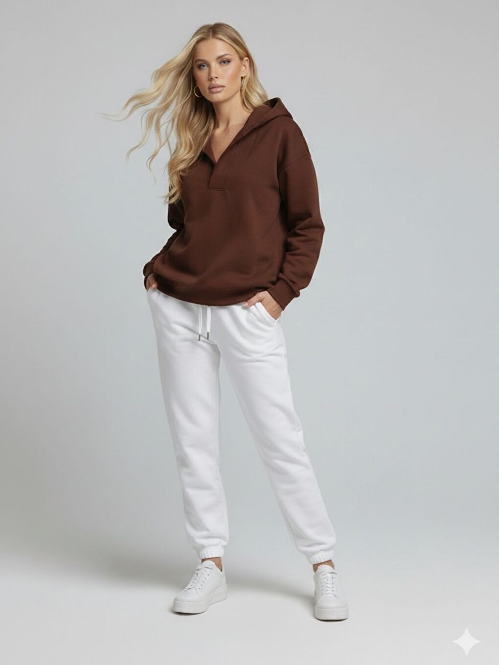 Kahverengi Acı Kahve Premium Modal Kumaş Regular Eşofman Üstü