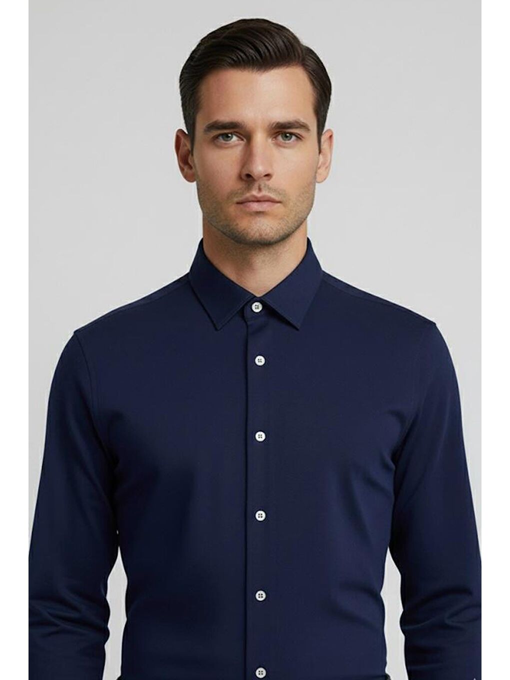 Giotelli Lacivert Slim Fit %100 Pamuk Klasik Yaka Erkek Gömlek-3