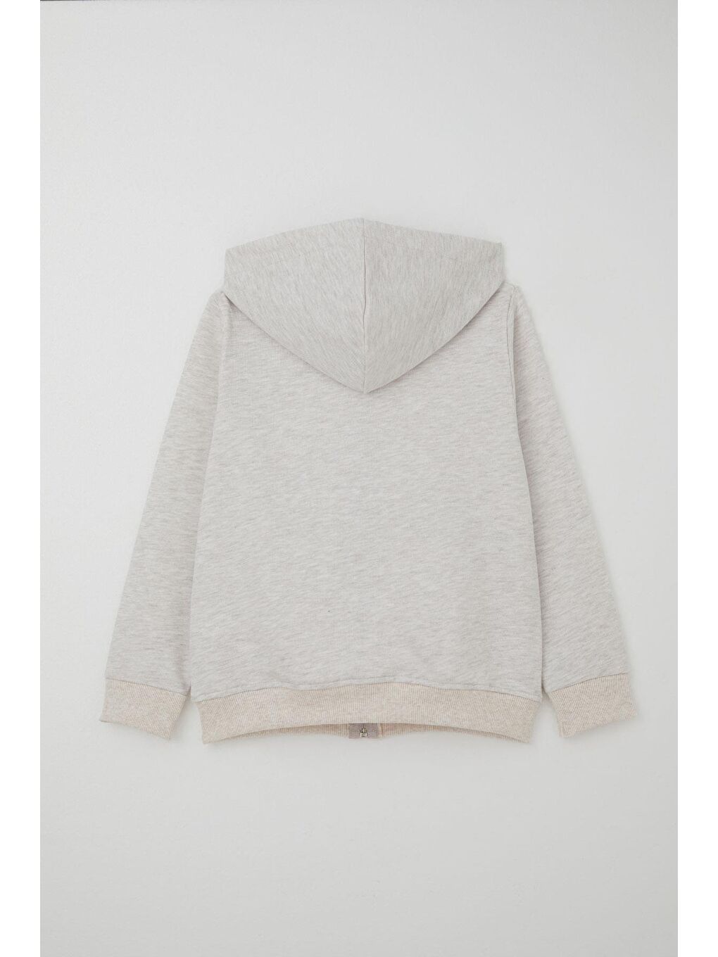 Erkek Çocuk Eşofman Takımı Kapüşonlu Fermuarlı Bağcık Aksesuarlı Bej Melanj (8-14 Yaş)-3