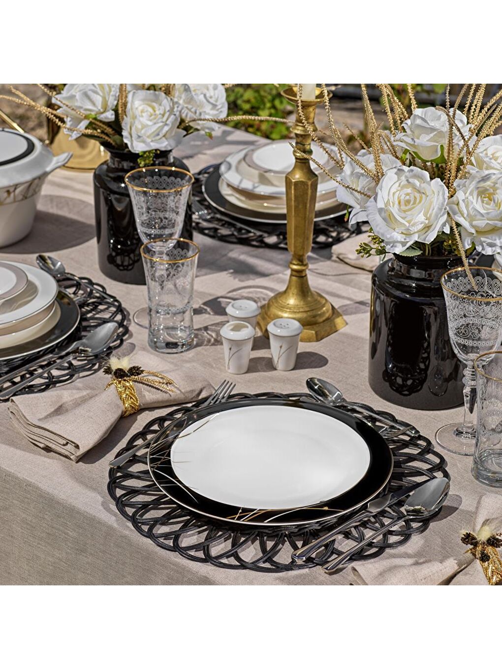 Tılsım Charm Yemek Takımı 60 Parça-Siyah-5