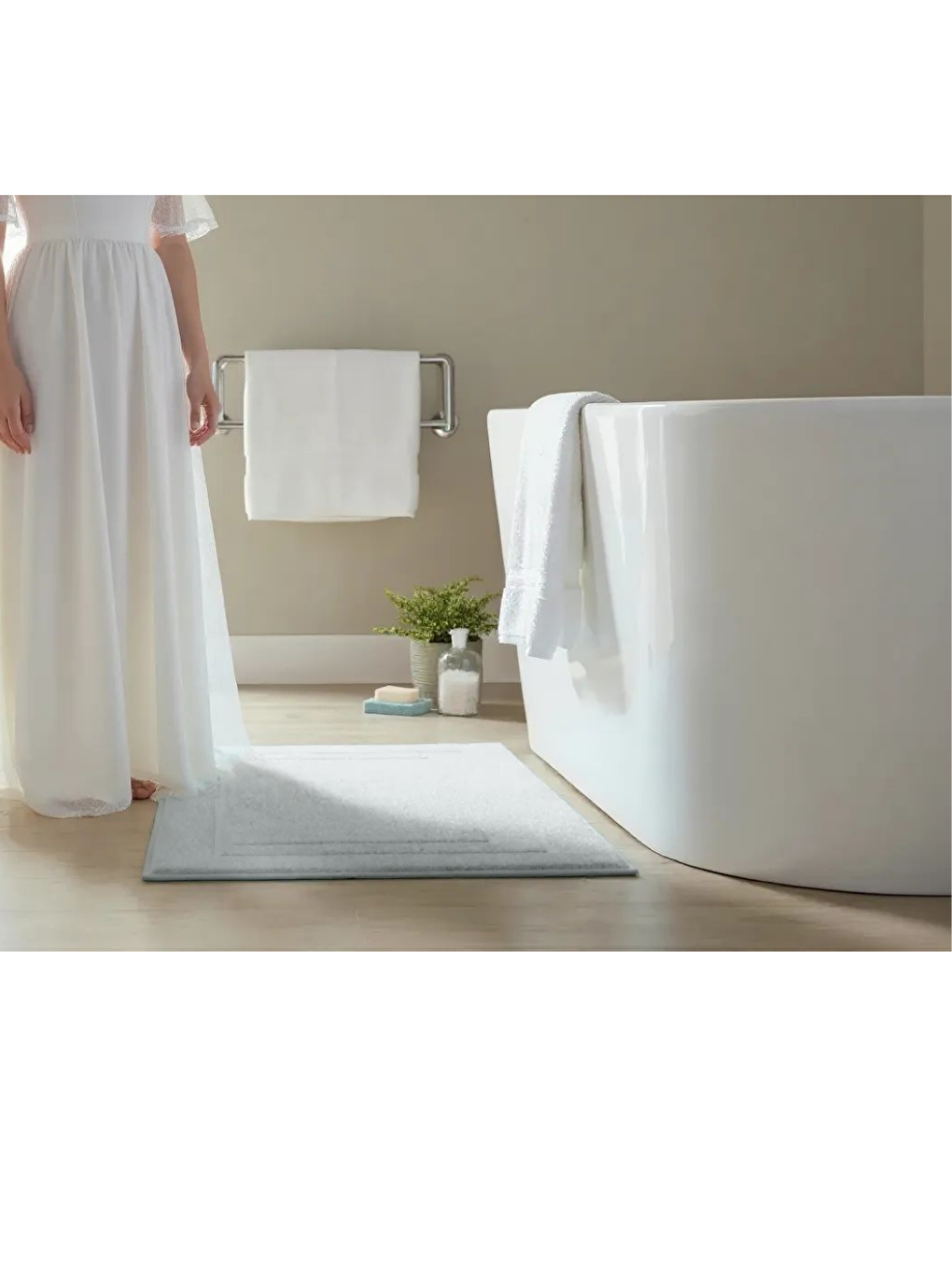 Vionte Banyo Ayak Havlusu | Beyaz | Otel Serisi | 320gr | 50x70-6