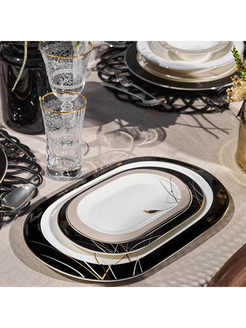Tılsım Charm Yemek Takımı 60 Parça-Siyah-6